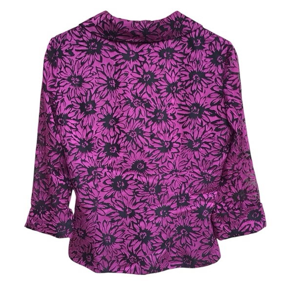 Onyx Pink Black Floral Tie Front Blouse Women’s Size Large - Picture 2 of 6